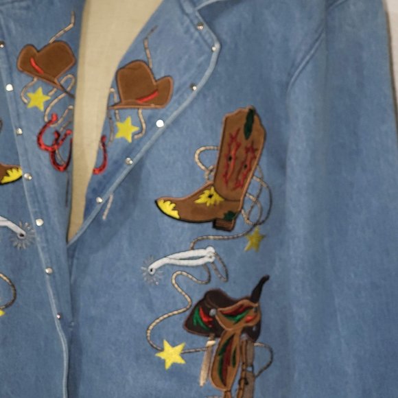 The Blue Denim Jacket Buttons Cowboy pattern - Picture 3 of 8